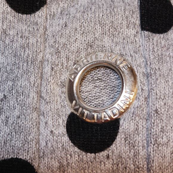 Adrienne Vittadini Womens PL Gray Polka Dot 3/4 Sleeve Top Grommets - Picture 7 of 8